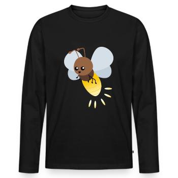 Dessin animé mignon luciole - T-shirt manches longues Premium bio Homme - noir - Devant - Nico (187cm)
