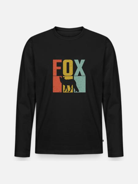 Fox Silhouette Retro Grunge - Men's Premium Organic Long Sleeve Shirt - black