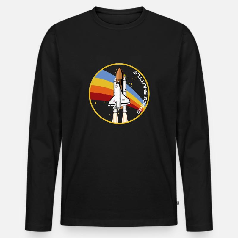 Space Shuttle Start Rakete - Männer Premium Bio Langarmshirt - Schwarz
