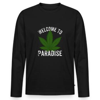 Bienvenue sur Paradise Cannabis Cannabis Marijuana Cannabis - T-shirt manches longues Premium bio Homme - noir - Devant - Nico (187cm)