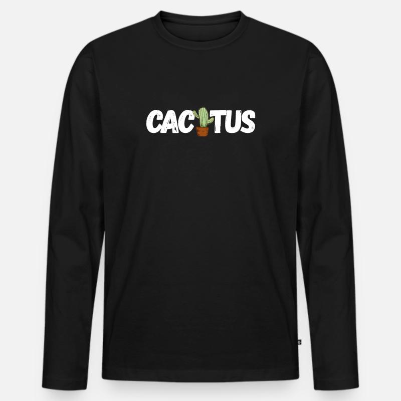 Cactus - Männer Premium Bio Langarmshirt - Schwarz