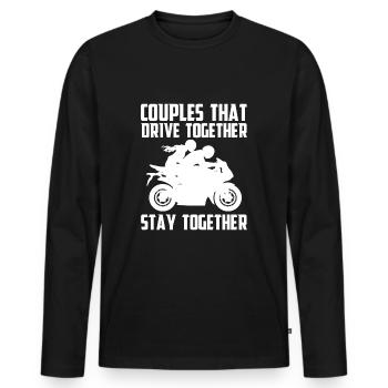 Les couples qui conduisent ensemble restent ensemble - T-shirt manches longues Premium bio Homme - noir - Devant - Nico (187cm)