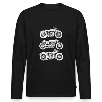 Motociclette vintage vintage - Maglia a manica lunga ecologica premium da uomo - nero - Fronte - Nico (187cm)