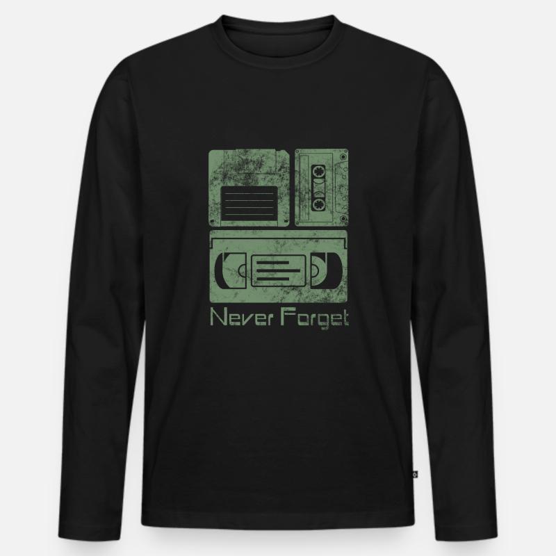 Never Forget Funny Floppy Disk VHS TAPE 80er 90er - Männer Premium Bio Langarmshirt - Schwarz