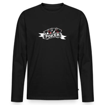 Poker playing cards aces - Men's Premium Organic Long Sleeve Shirt - black - Front - Nico (187cm)