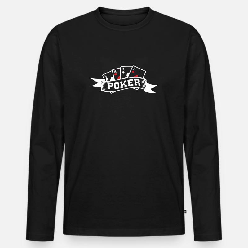 Poker Spielkarten Asse - Männer Premium Bio Langarmshirt - Schwarz
