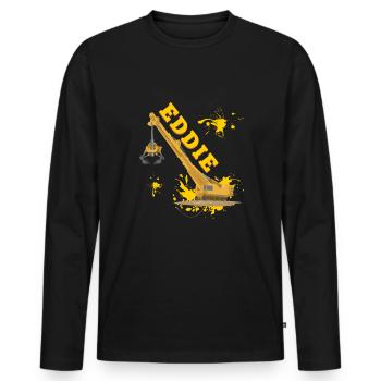 Eddie shovel crane excavator - Men's Premium Organic Long Sleeve Shirt - black - Front - Nico (187cm)