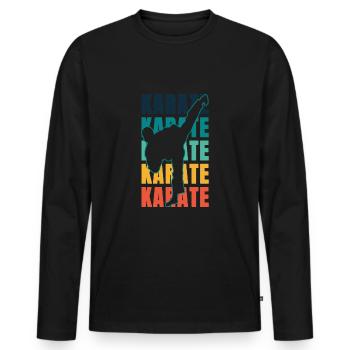 Karate Karate Karate Karate Karate - Männer Premium Bio Langarmshirt - Schwarz - Vorne - Nico (187cm)