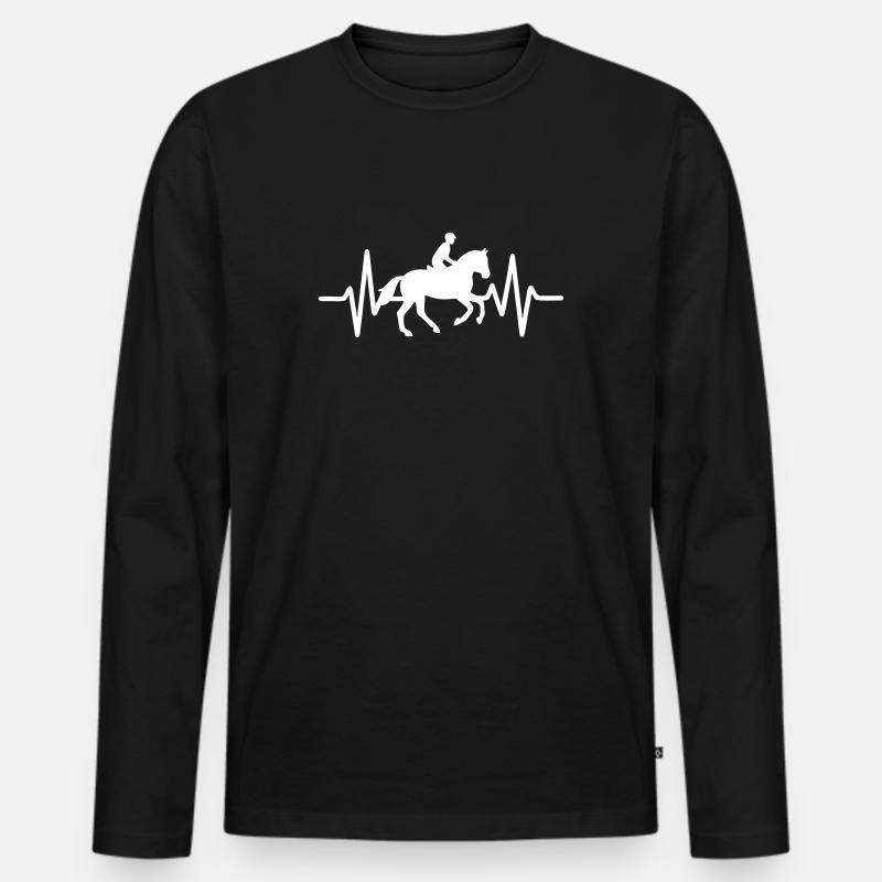 Herzschlag Reiten - Männer Premium Bio Langarmshirt - Schwarz