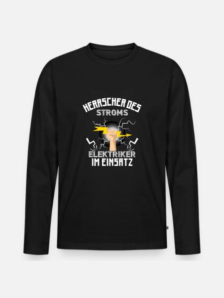 Strom | Elektriker - Männer Premium Bio Langarmshirt - Schwarz