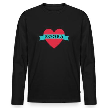 J’adore les seins | Drôles de dictons, coeur - T-shirt manches longues Premium bio Homme - noir - Devant - Nico (187cm)