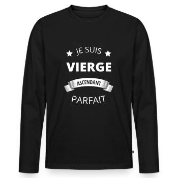 Vierge ascendant parfait humour astrologie homme - T-shirt manches longues Premium bio Homme - noir - Devant - Nico (187cm)