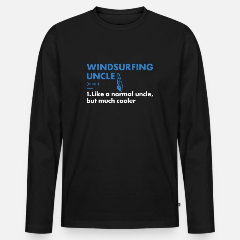 Sport Uncle Windsurfing - Männer Premium Bio Langarmshirt - Schwarz