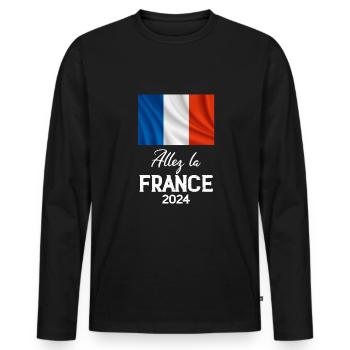 La France Sport 2024 Bleu Blanc Rouge - T-shirt manches longues Premium bio Homme - noir - Devant - Nico (187cm)