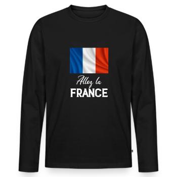 Allez La France Drapeau Bleu Blanc Rouge - T-shirt manches longues Premium bio Homme - noir - Devant - Nico (187cm)