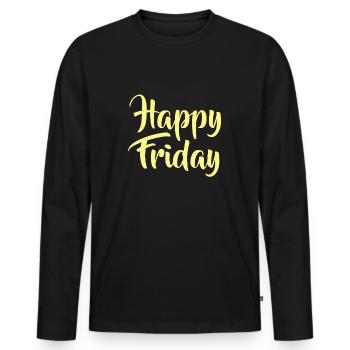 VENDREDI HEUREUX - VENDREDI - SEMAINE - WEEK-END - T-shirt manches longues Premium bio Homme - noir - Devant - Nico (187cm)