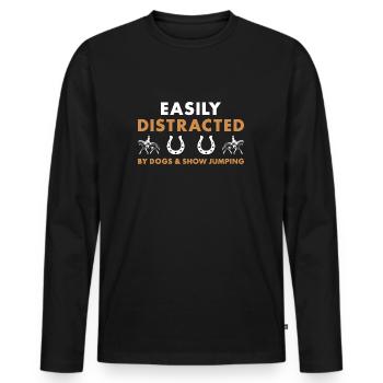 Le sauteur facilement distrait par les chiens et le saut d’obstacles - T-shirt manches longues Premium bio Homme - noir - Devant - Nico (187cm)
