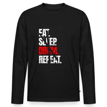 Drums - Men's Premium Organic Long Sleeve Shirt - black - Front - Nico (187cm)