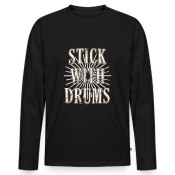 Drums - Men's Premium Organic Long Sleeve Shirt - black - Front - Nico (187cm)
