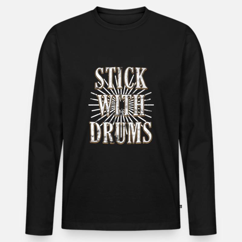 Schlagzeug - Männer Premium Bio Langarmshirt - Schwarz