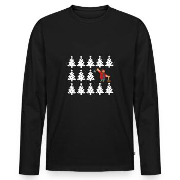 Anti noel - T-shirt manches longues Premium bio Homme - noir - Devant - Nico (187cm)