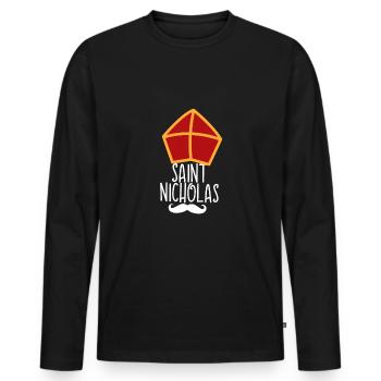 Saint-Nicolas - T-shirt manches longues Premium bio Homme - noir - Devant - Nico (187cm)