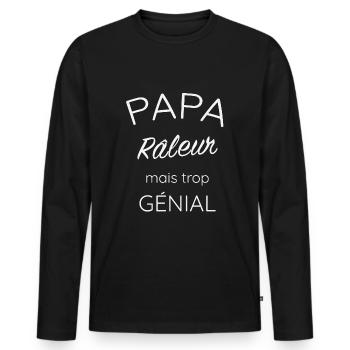 Papa raleur génial - T-shirt manches longues Premium bio Homme - noir - Devant - Nico (187cm)