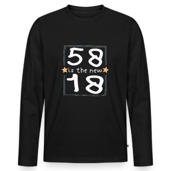 58 is the new 18 Kinderschrift - Männer Premium Bio Langarmshirt - Schwarz - Vorne - Nico (187cm)