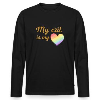 My cat is my loving rainbow - T-shirt manches longues Premium bio Homme - noir - Devant - Nico (187cm)