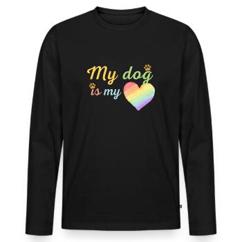 My dog is my loving rainbow green - T-shirt manches longues Premium bio Homme - noir - Devant - Nico (187cm)