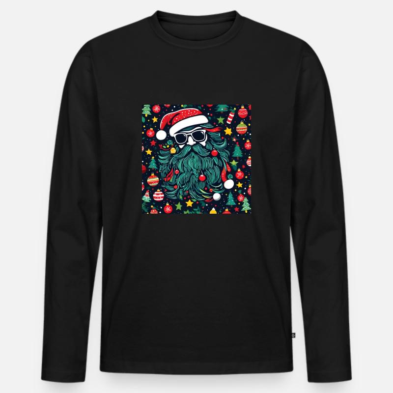 Weihnachtsmann - Männer Premium Bio Langarmshirt - Schwarz