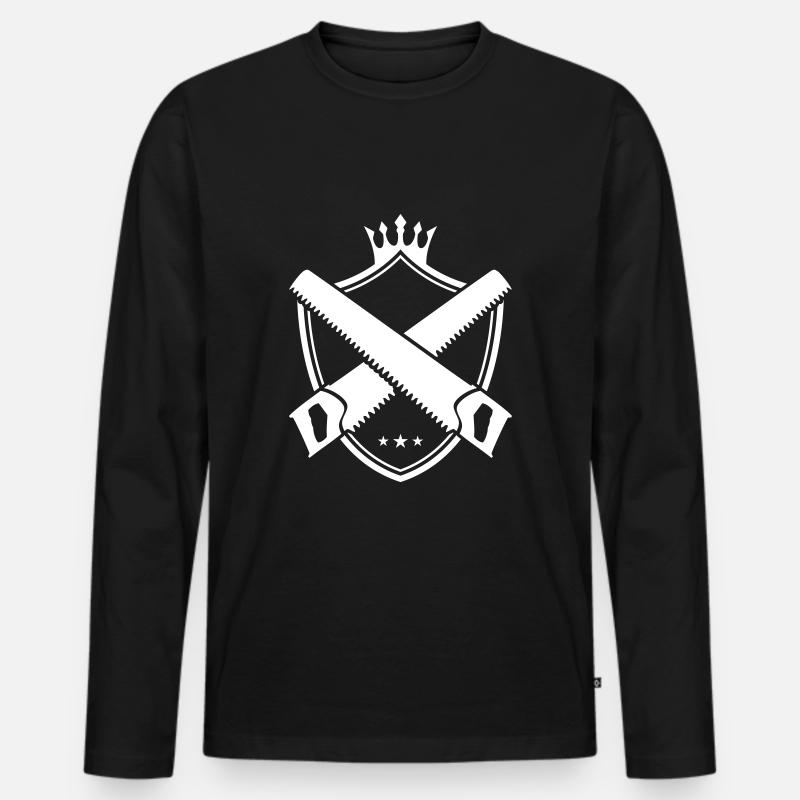 säge handwerker wappen - Männer Premium Bio Langarmshirt - Schwarz