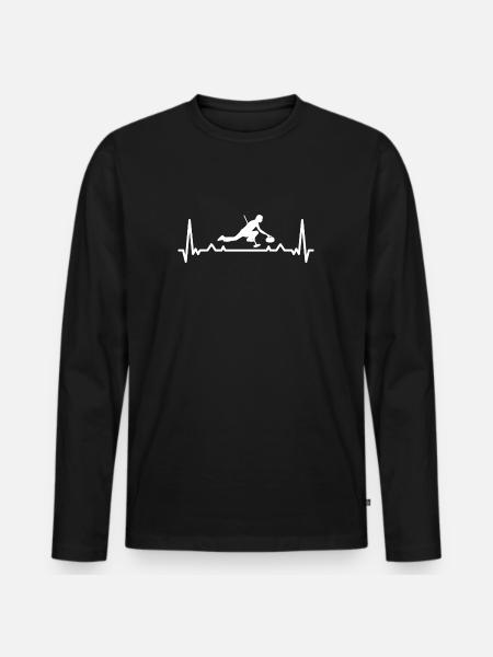 Sport Heartbeat Curling - Männer Premium Bio Langarmshirt - Schwarz