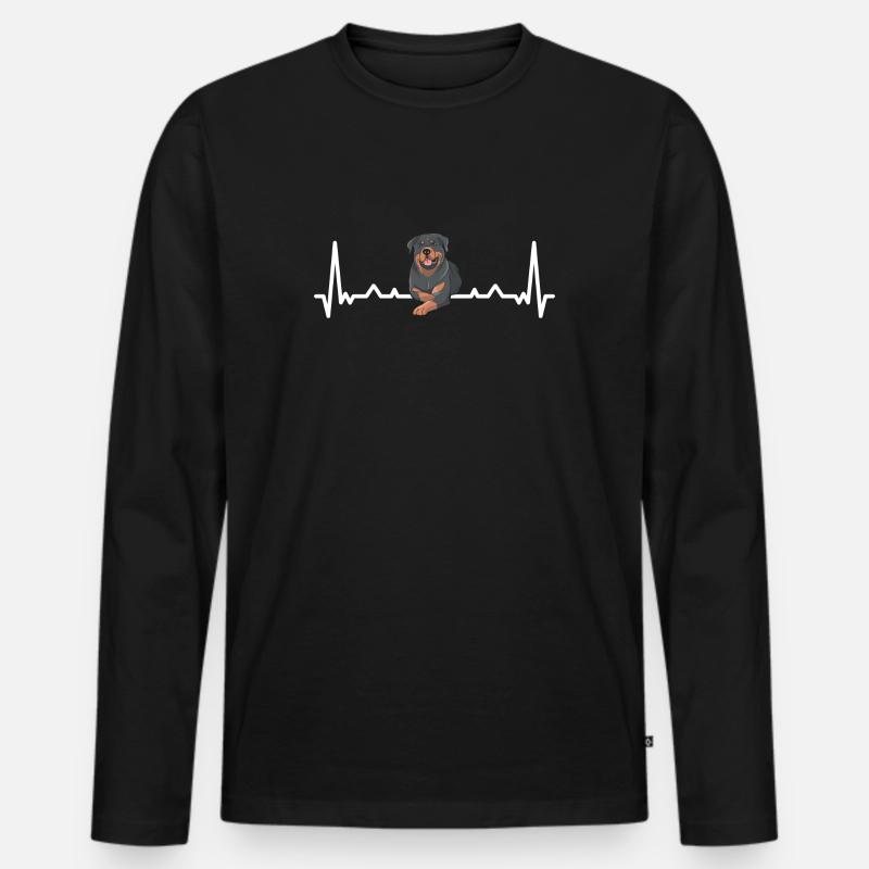 Heartbeat Rottweiler - Männer Premium Bio Langarmshirt - Schwarz