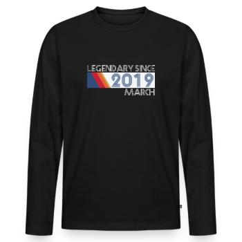 Retro SiFi Legendary depuis mars 2019 - Anniversaire - T-shirt manches longues Premium bio Homme - noir - Devant - Nico (187cm)