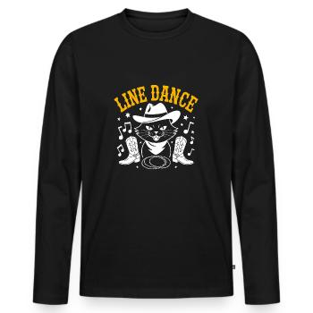 J’adore mon chat et la danse en ligne - T-shirt manches longues Premium bio Homme - noir - Devant - Nico (187cm)