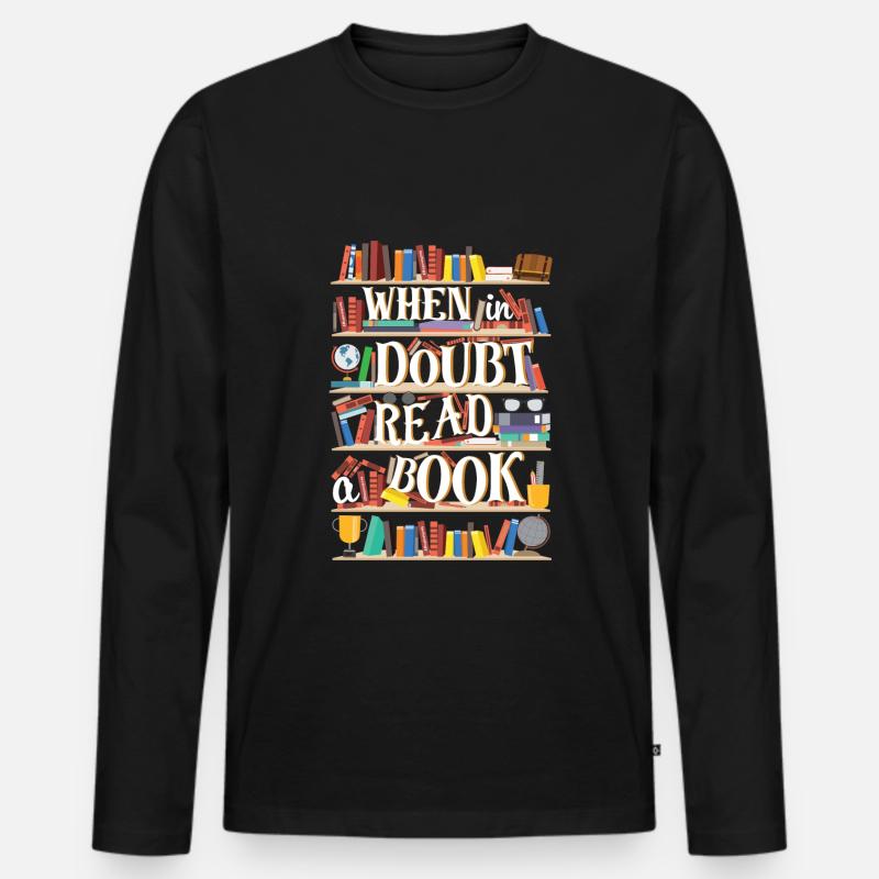 Lesen Buch - Männer Premium Bio Langarmshirt - Schwarz