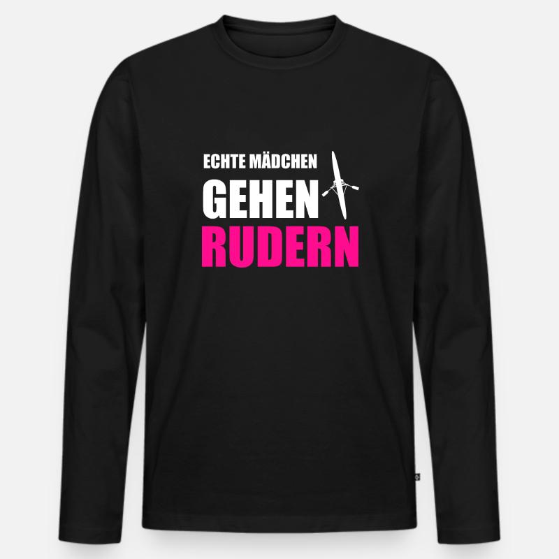 Rudern Mädchen Ruderer Ruder Geschenk - Männer Premium Bio Langarmshirt - Schwarz