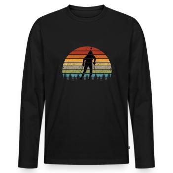 Biathlète Figure Biathlon Cadeau Sports d’hiver - T-shirt manches longues Premium bio Homme - noir - Devant - Nico (187cm)