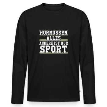 Hornussen alles andere ist nur Sport - Männer Premium Bio Langarmshirt - Schwarz - Vorne - Nico (187cm)