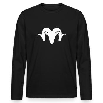 Mouflon Ram Sheep Hunting Huntsman Big Game - Men's Premium Organic Long Sleeve Shirt - black - Front - Nico (187cm)