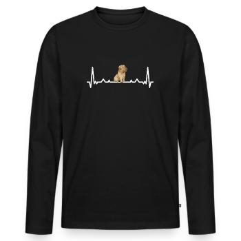 Heartbeat Shar Pei - Männer Premium Bio Langarmshirt - Schwarz - Vorne - Nico (187cm)