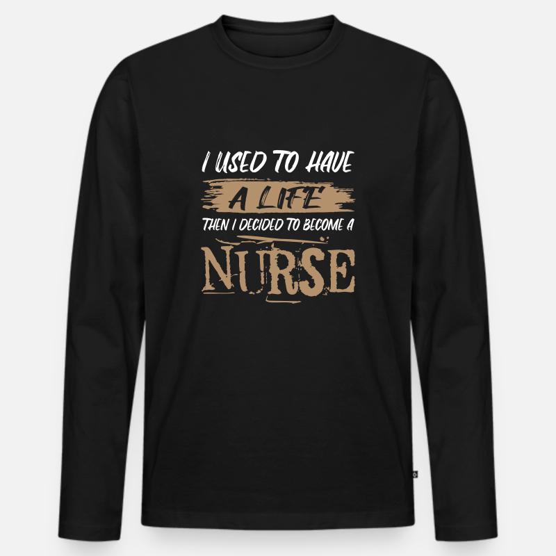Leben einer Krankenschwester. Sarkastischer Spruch - Männer Premium Bio Langarmshirt - Schwarz