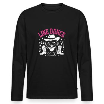 J’adore mon chat et la danse en ligne - T-shirt manches longues Premium bio Homme - noir - Devant - Nico (187cm)