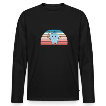 Hygiéniste Retro Sunset Assistant dentaire - T-shirt manches longues Premium bio Homme - noir - Devant - Nico (187cm)