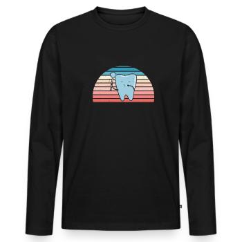 Hygiéniste Retro Sunset Assistant dentaire - T-shirt manches longues Premium bio Homme - noir - Devant - Nico (187cm)