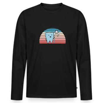 Hygiéniste Retro Sunset Assistant dentaire - T-shirt manches longues Premium bio Homme - noir - Devant - Nico (187cm)