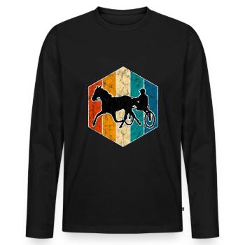 Trotter trotting races in retro or vintage style - Men's Premium Organic Long Sleeve Shirt - black - Front - Nico (187cm)