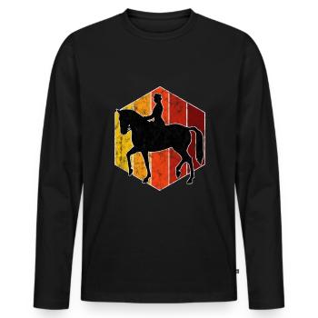 Dressur Dressurreiten Dressurreiter Reiten Pferd - Männer Premium Bio Langarmshirt - Schwarz - Vorne - Nico (187cm)