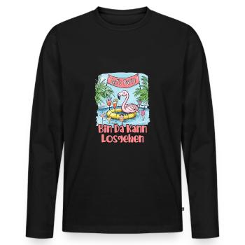 Bin Da Kann Losgehen Flamingo Party Saufshirt - Männer Premium Bio Langarmshirt - Schwarz - Vorne - Nico (187cm)